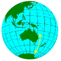 globe showing eastern australian migration route